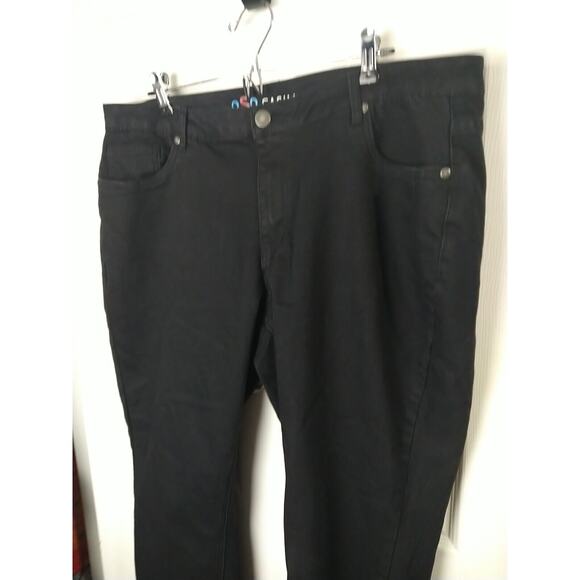 OSO Casual Woman 18W Jeans Black Stretch Ankle 5 Pocket Casual Ankle Tie Accent - Picture 2 of 10